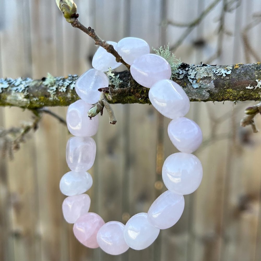 Rose Quartz Gemstone Stretch Bracelet | Handmade
